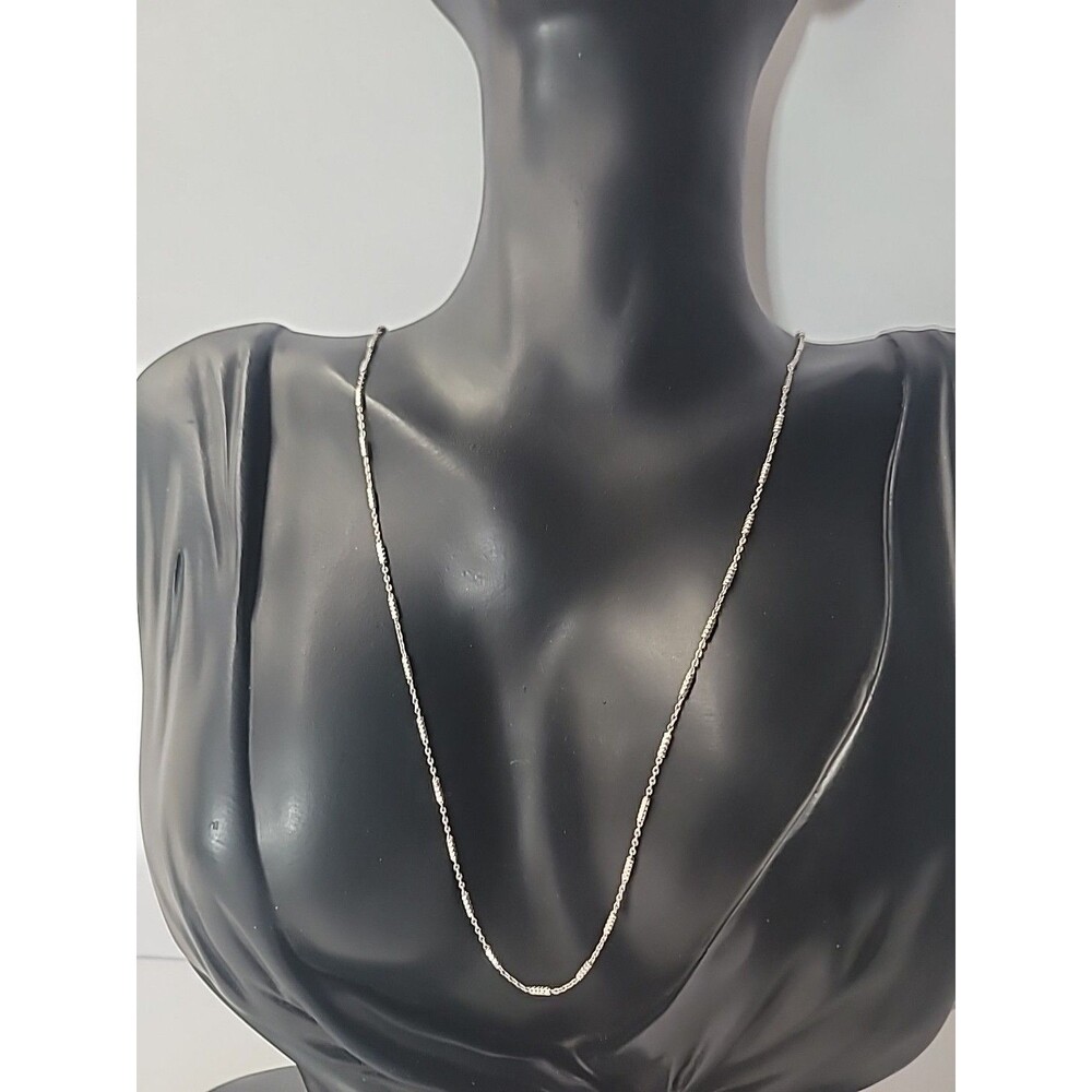 Sterling Silver Station Necklace Dainty Minimalist Layering Chain Beaded Bar 925